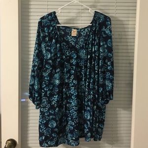 Faded Glory blue floral blouse