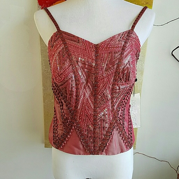 Beaded top with zip back, size 42 (14)