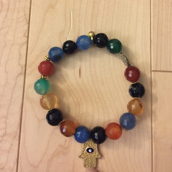 Color beaded hamsa bracelet