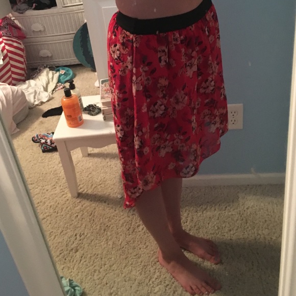 Floral high low skirt