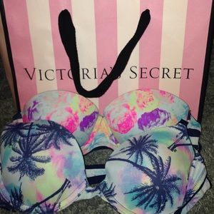 2 Victoria's Secret bras one push up and one not