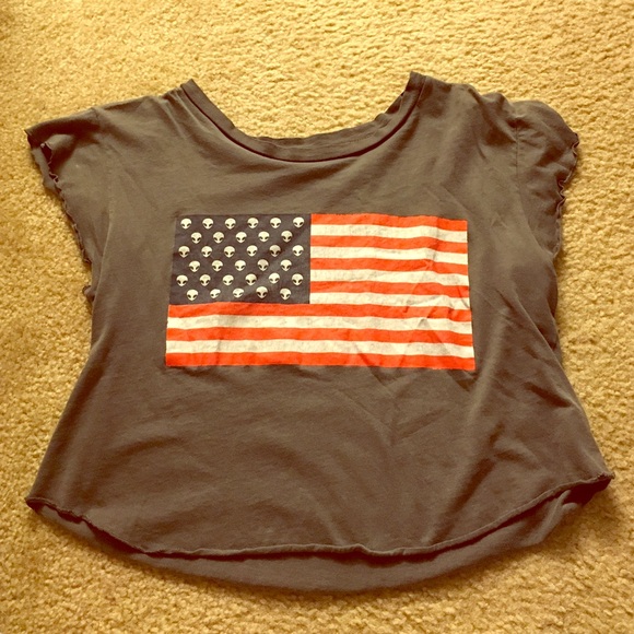 Brandy Melville alien flag crop top