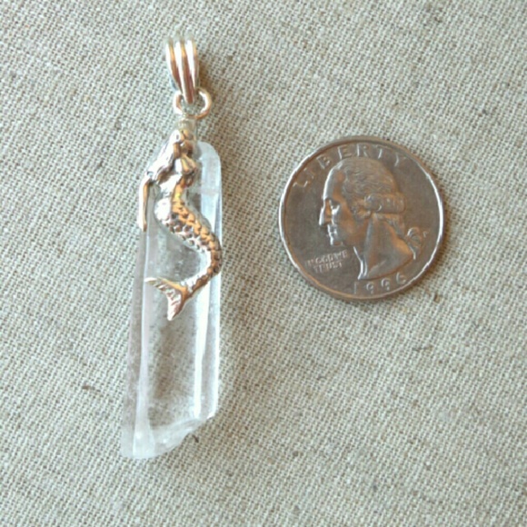 925 mermaid white topaz crystal pendant - Picture 2 of 4