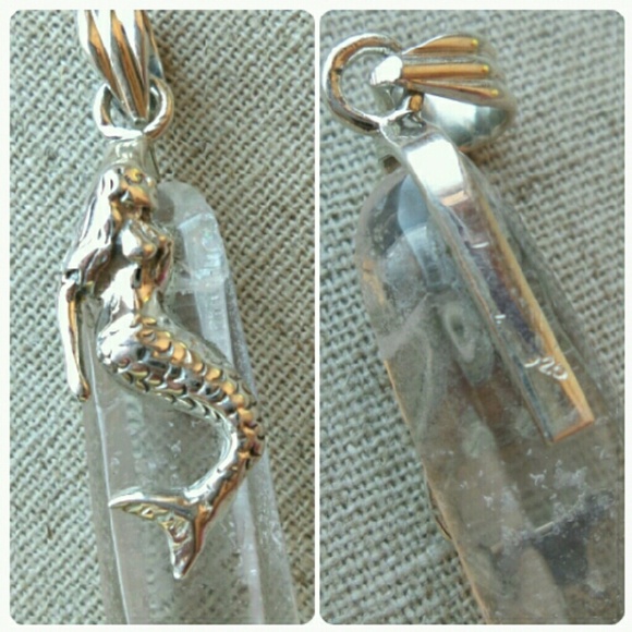 925 mermaid white topaz crystal pendant - Picture 4 of 4