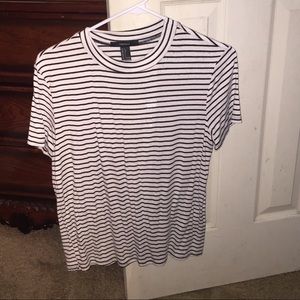 Striped Low Turtle Neck Shirt