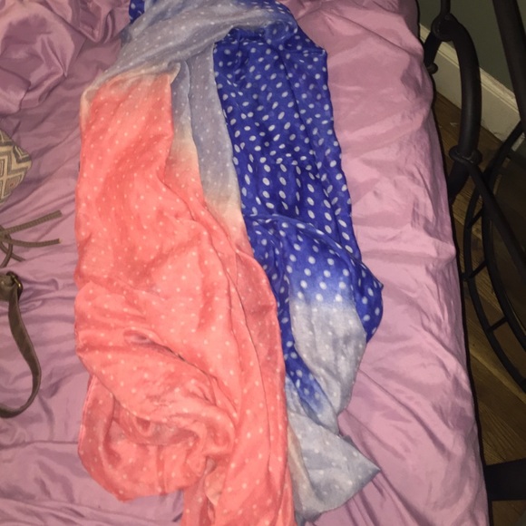 Pink/blue ombre polka dot infinity scarf