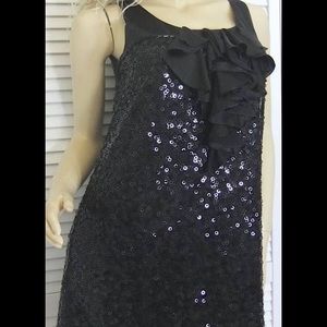 Hale Bob Silk shift dress black sequined