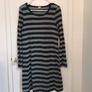 Green/ Grey Striped Jersey Dress