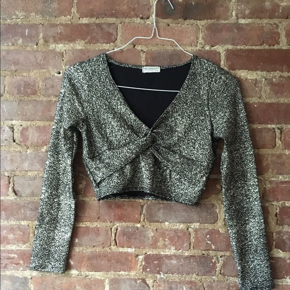 Gold and black sparkle crop top