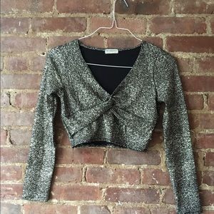 Gold and black sparkle crop top
