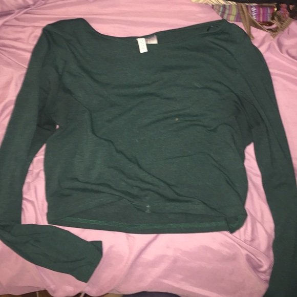 Emerald green long sleeve crop top