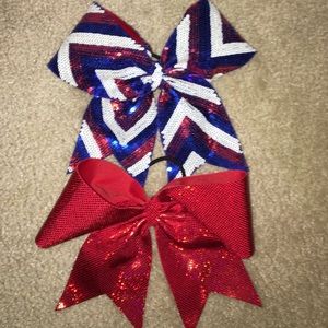 Set of two sparkly cheer bows