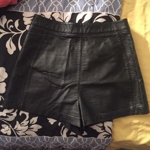 Leather high waisted shorts