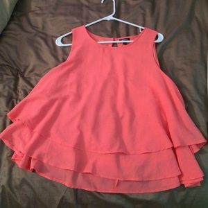 Peach ruffled tank top