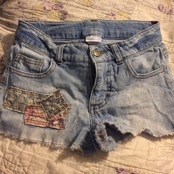 Patched Denim Shorts