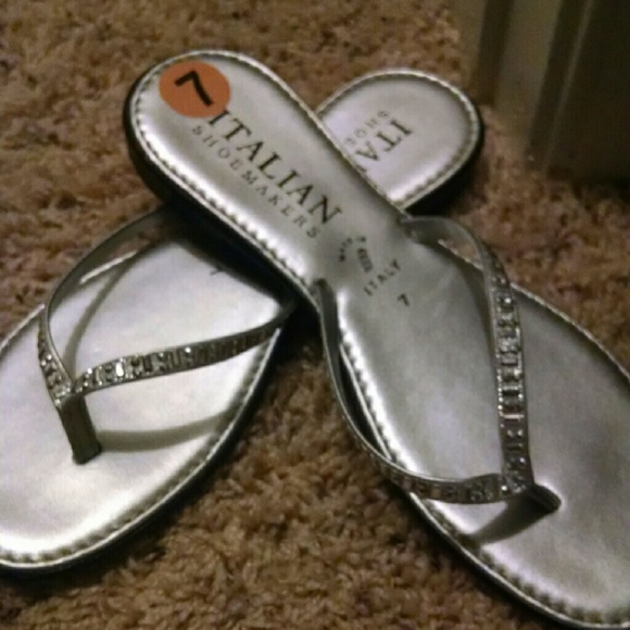 Silver sandals.