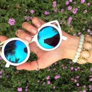 white and blue cat eye sunglasses white and blue cat eye sunglasses