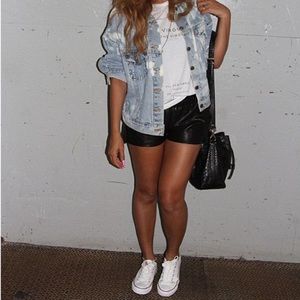 Black leather shorts