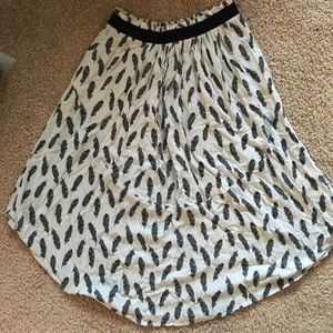 Feather Print Midi Skirt