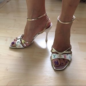 Louis Vuitton strappy monogram high heel