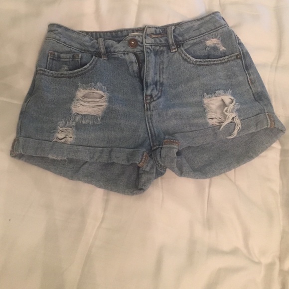 Light wash denim shorts
