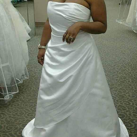 Satin A-line wedding dress with asymmetrical skirt