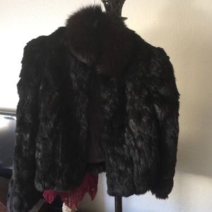 Black fox and rabbit  fur coat
