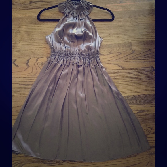 Platinum, short, silk dress.
