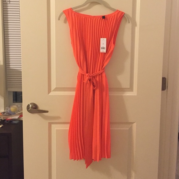 Bright Coral pleated dress