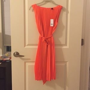 Bright Coral pleated dress