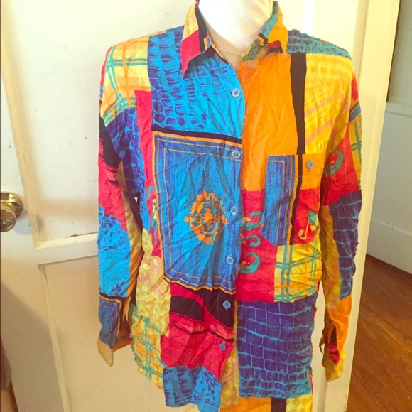 Vintage multicolored button down long sleeve