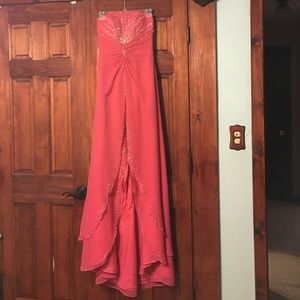 Pink beaded prom dress