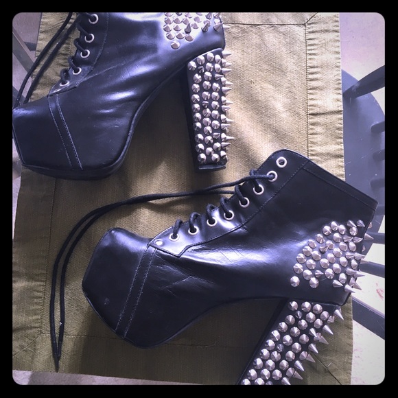 7.5 Jeffrey Campbell Lita Boots w/ Silver Spikes