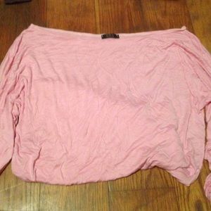 pink slouchy off the shoulder blouse