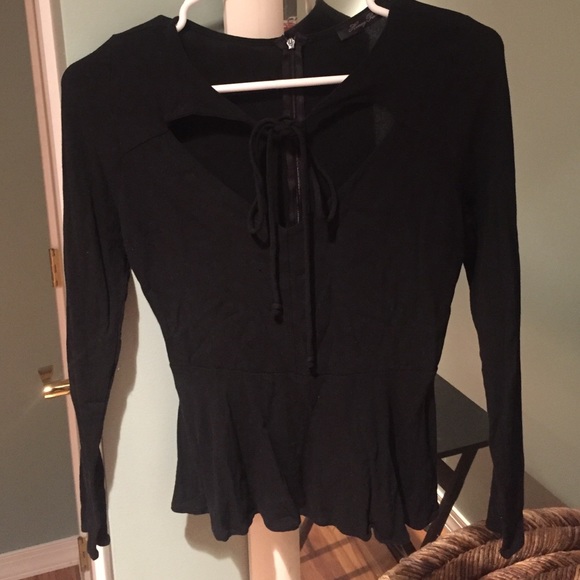Black peplum long sleeved