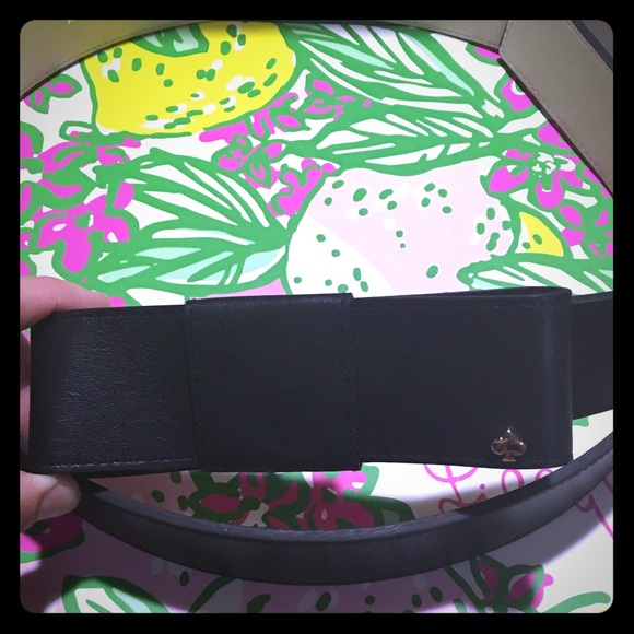 Black leather Kate Spade Bow Belt NWT XL