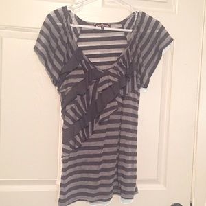 Grey stripe ruffle shirt