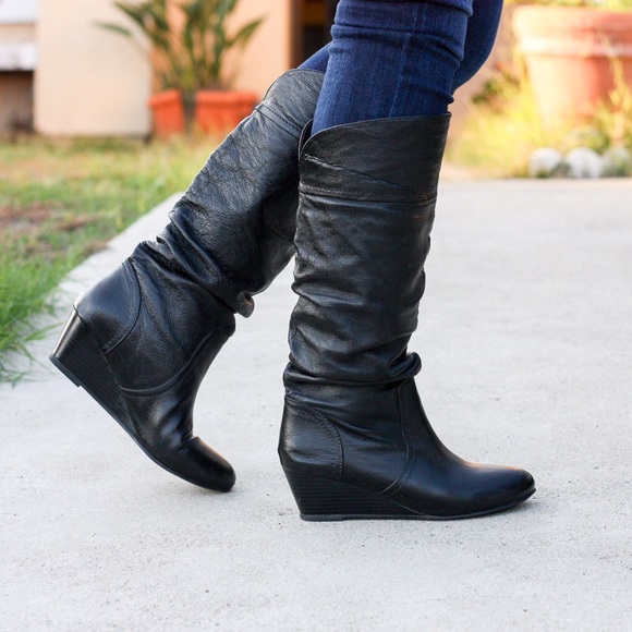 Steve Madden Devvaa Black Leather Boots