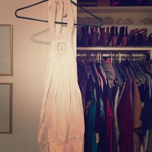 SKY / white crocheted tank top