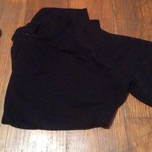 black crew neck with sheer sleeves