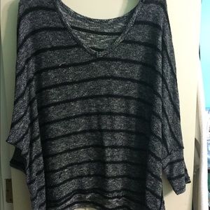 Black and grey knit top