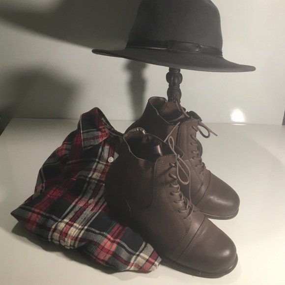ModCloth Bamboo PU Chocolate Brown Boots 10M