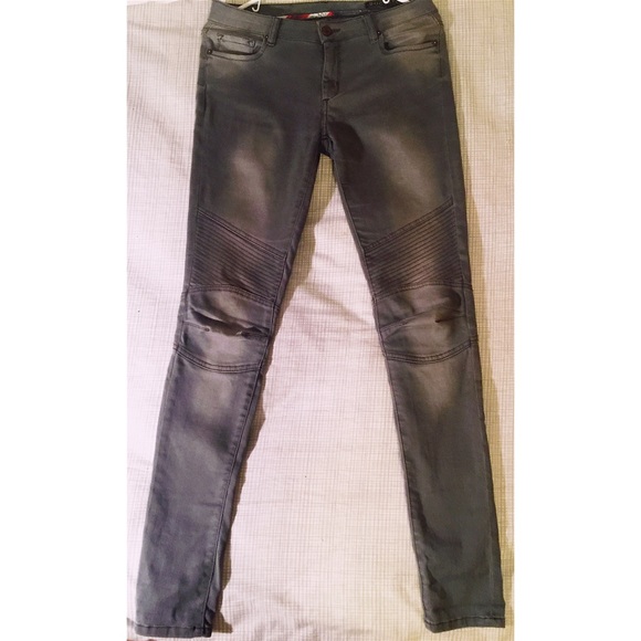 •Rock Star• Grey Moto Denim Jeans