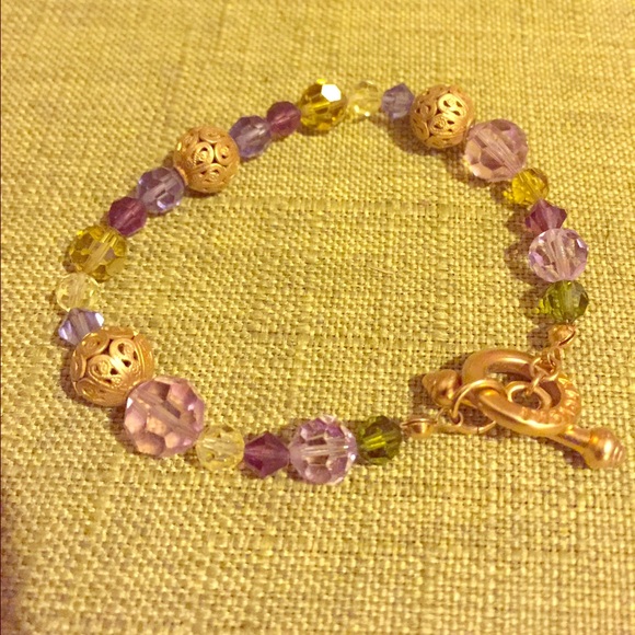 Swarovski gold and multi-colored bead bracelet