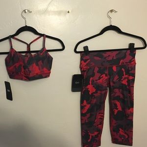 WITH matching sports bra and capri leggings