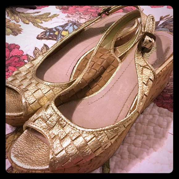 🦄FLASH SALE🦄 Nicole metallic gold wedges 8m