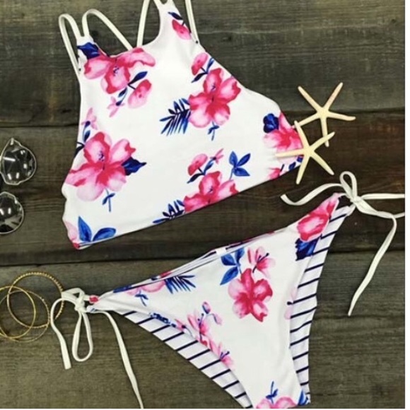floral high neck bikini