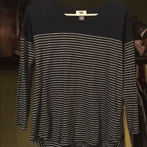 Blue and White Stripe 3/4 sleeve