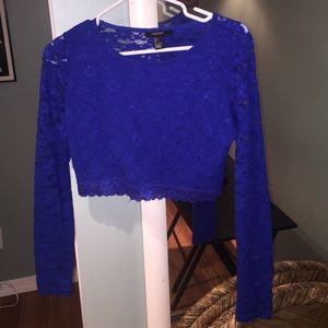 Forever 21 bright blue lace crop top