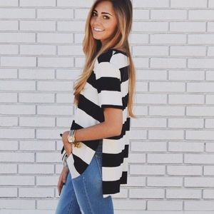 striped slit shirt
